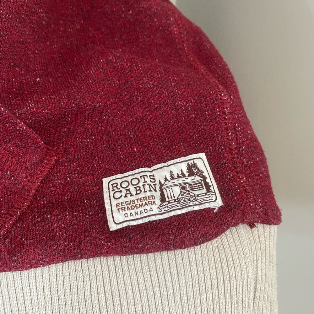 Roots Cabin Collection Original Pullover Hoodie XS Maroon Canadian Cozy Fall - Picture 7 of 11